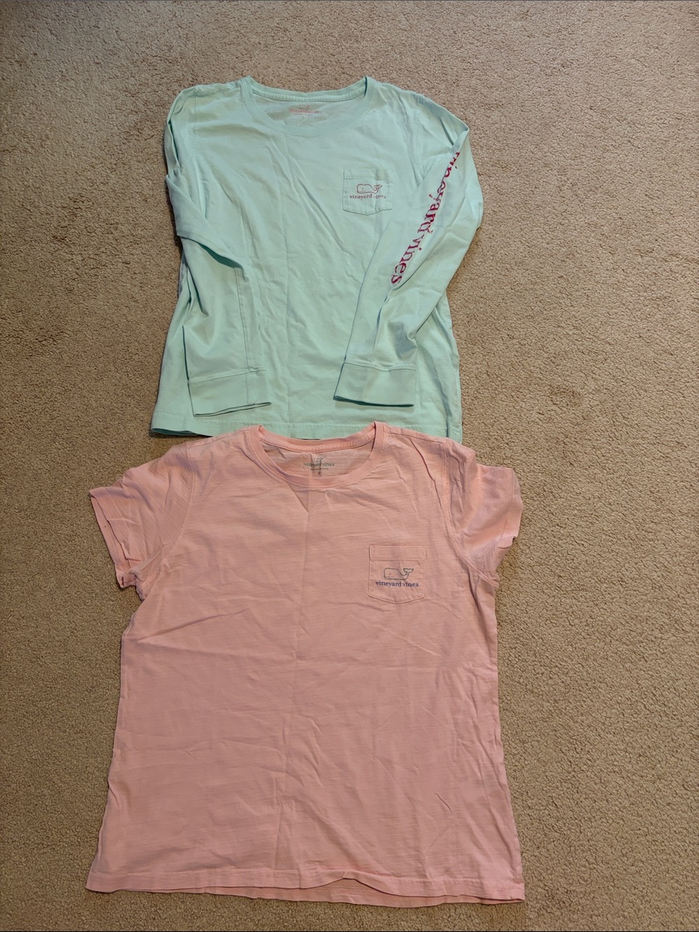Vineyard Vines Long Sleeve Tee Set in Mint & Light Pink